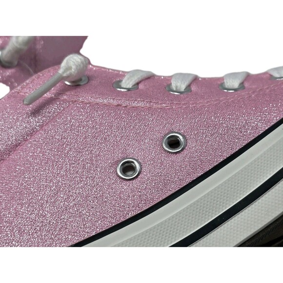 Weestep Kids Princess Pink Glitter High Top Canvas Sneakers Size 1 NEW - Picture 6 of 14